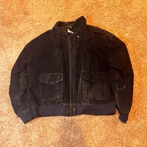 Men's Suede Black Bomber Jacket